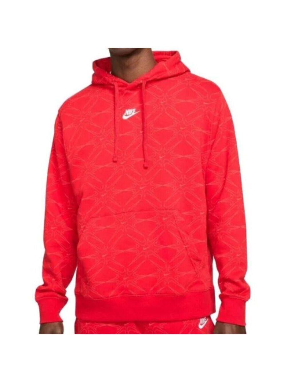Nike Men's AOP Gel Club All Over Hoodie Center Swoosh Size M Cardinal Red White